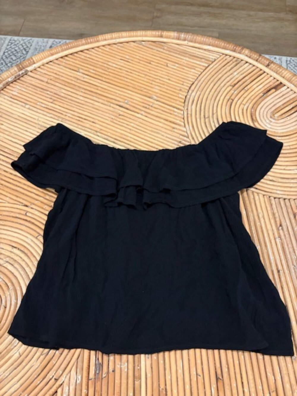 Black Ruffle Off the Shoulder Top